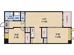 ラ・ポルト福島 2LDKの間取図画像
