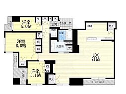 グレイスロワ福島 3LDKの間取図画像