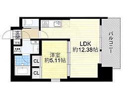 プレジオ阿波座 1LDKの間取図画像