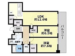 グランドメゾン新梅田タワーザクラブレジデンス 2LDKの間取図画像