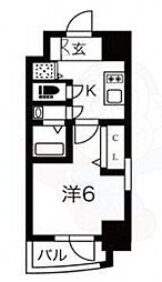 エスリードレジデンス大阪福島フロント 1Kの間取図画像