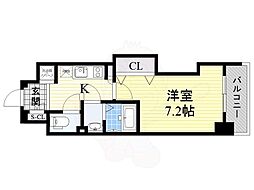 Luxe本町 1Kの間取図画像