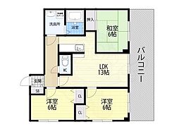 ビューテラス清水谷 3LDKの間取図画像