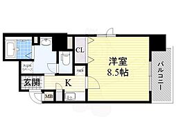 ルクレ西長堀 1Kの間取図画像