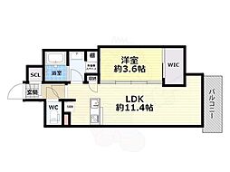 アーバネックス京町堀 1LDKの間取図画像