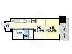 J.GRANCourt京町堀 1DKの間取図画像