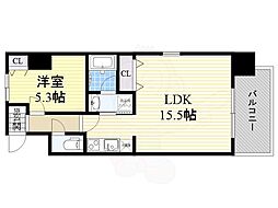 ラドゥセール九条 ワンルームの間取図画像