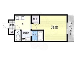 嵜本レジデンス福島 1Kの間取図画像