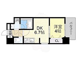 ラドゥセール九条 1DKの間取図画像