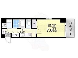 プレジール靱公園 1Kの間取図画像