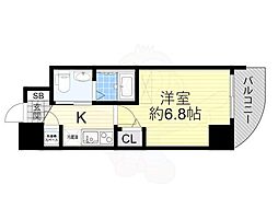 セレニテ九条リアン 1Kの間取図画像