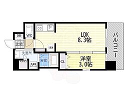 ライフフィールド北梅田 クラルス 1LDKの間取図画像