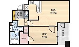 クレヴィアタワー中之島 1LDKの間取図画像