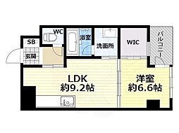 アーデンタワー北堀江 1LDKの間取図画像