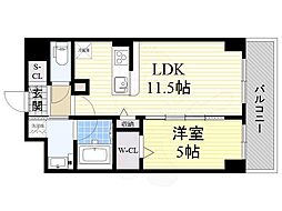 ルアナ北梅田 1LDKの間取図画像