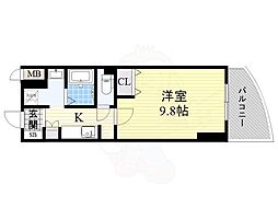 カスタリア新梅田 1Kの間取図画像