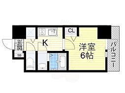 エスリードレジデンス大阪福島フロント 1Kの間取図画像