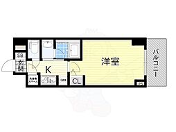 QCフラット北堀江 1Kの間取図画像