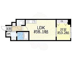 ソルレヴェンテ梅田 1LDKの間取図画像