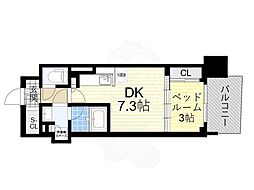コンフォリア・リヴ本町WEST 1DKの間取図画像