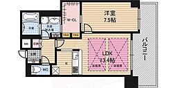 クレヴィア大阪福島 1LDKの間取図画像