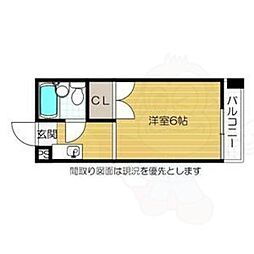 東洋ライオンズマンション野田 ワンルームの間取図画像