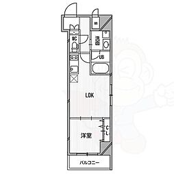 プライマリーワン 1LDKの間取図画像