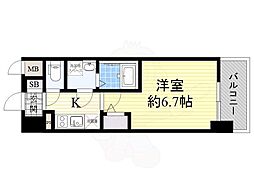 エスリード大阪梅田WEST 1Kの間取図画像