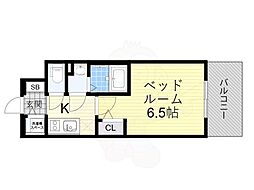 エスリードレジデンス本町パークフロント 1Kの間取図画像
