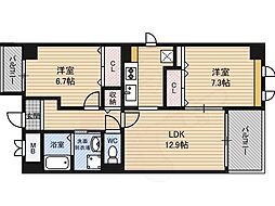 ラ・ポルト福島 2LDKの間取図画像