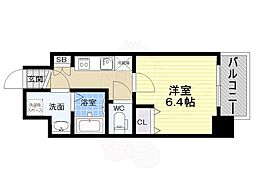 ジアコスモ九条シエル 1Kの間取図画像
