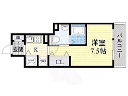 グランルージュ中之島南 1Kの間取図画像