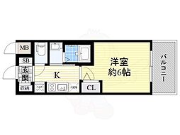 エステムコート中之島GATE2 1Kの間取図画像