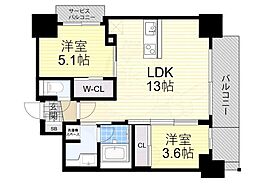 ノルデンタワー南森町ADVANCE 2LDKの間取図画像