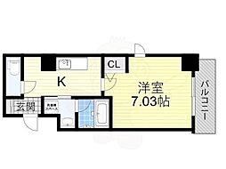 ブリーズガーデン京町堀 1Kの間取図画像