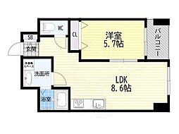 ダイアパレス四ツ橋 1LDKの間取図画像