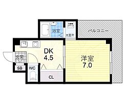 P-court海老江 1DKの間取図画像