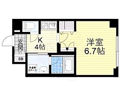 アルグラッド野田阪神 1Kの間取図画像
