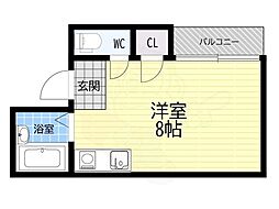 芝野マンション ワンルームの間取図画像