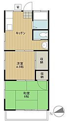 村上荘 2Kの間取図画像
