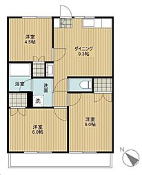パールハイツ鎌倉A棟 3DKの間取図画像
