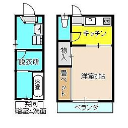 浦山荘 1Kの間取図画像