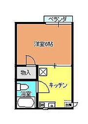 ベルソル 1Kの間取図画像