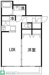 大田区中央2丁目マンション 1LDKの間取図画像
