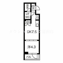 スパシエ洗足池 1DKの間取図画像