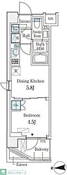 ベルファース品川大井町 1DKの間取図画像