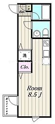 スカイリバー蒲田 ワンルームの間取図画像