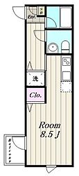 スカイリバー蒲田 ワンルームの間取図画像