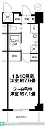 アーツ芝浦 1Kの間取図画像