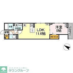 セレスティア大森東 1LDKの間取図画像